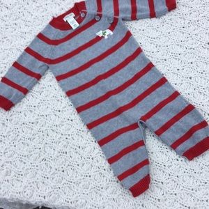 Sweater Onesie with puppy patch and button detail